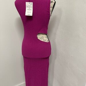 ZARA Pink Textured Cut Out Midi Dress Sleeveless Bodycon NWT Size M